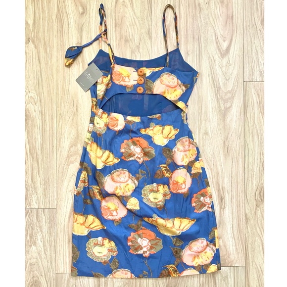 NWT Anthropologie Peony Slip Dress Silk French Blue Floral Sz 2 - Picture 5 of 12